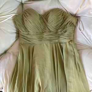 Bridesmaid dress in shade ‘pale moss green’